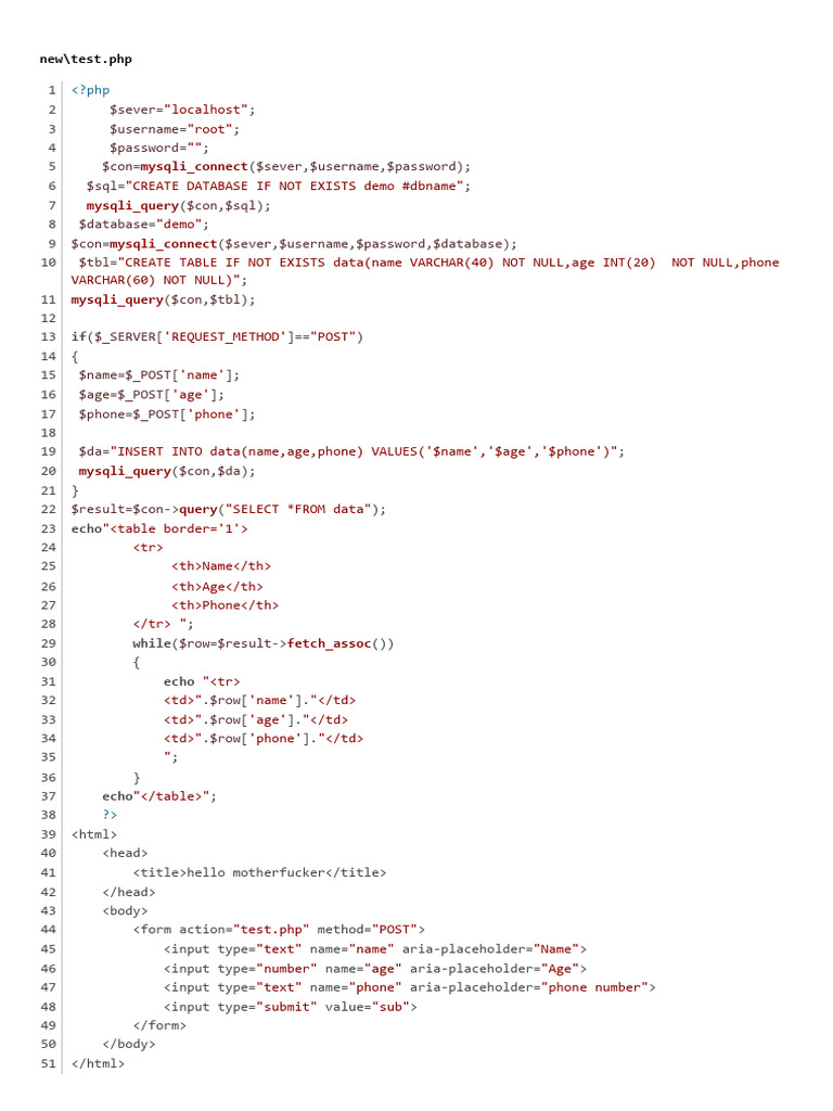 PHP Form Data Insertion to MySQL | PDF