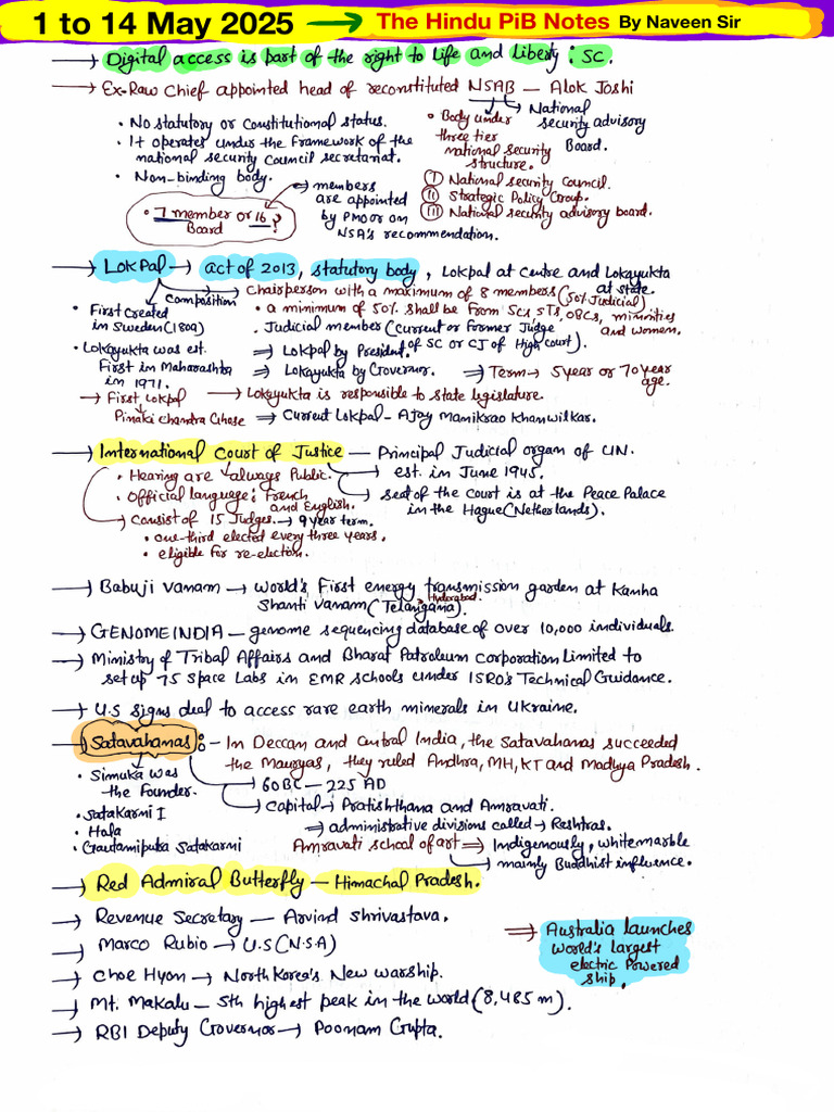 The Hindu PIB Notes by Naveen Sir | PDF