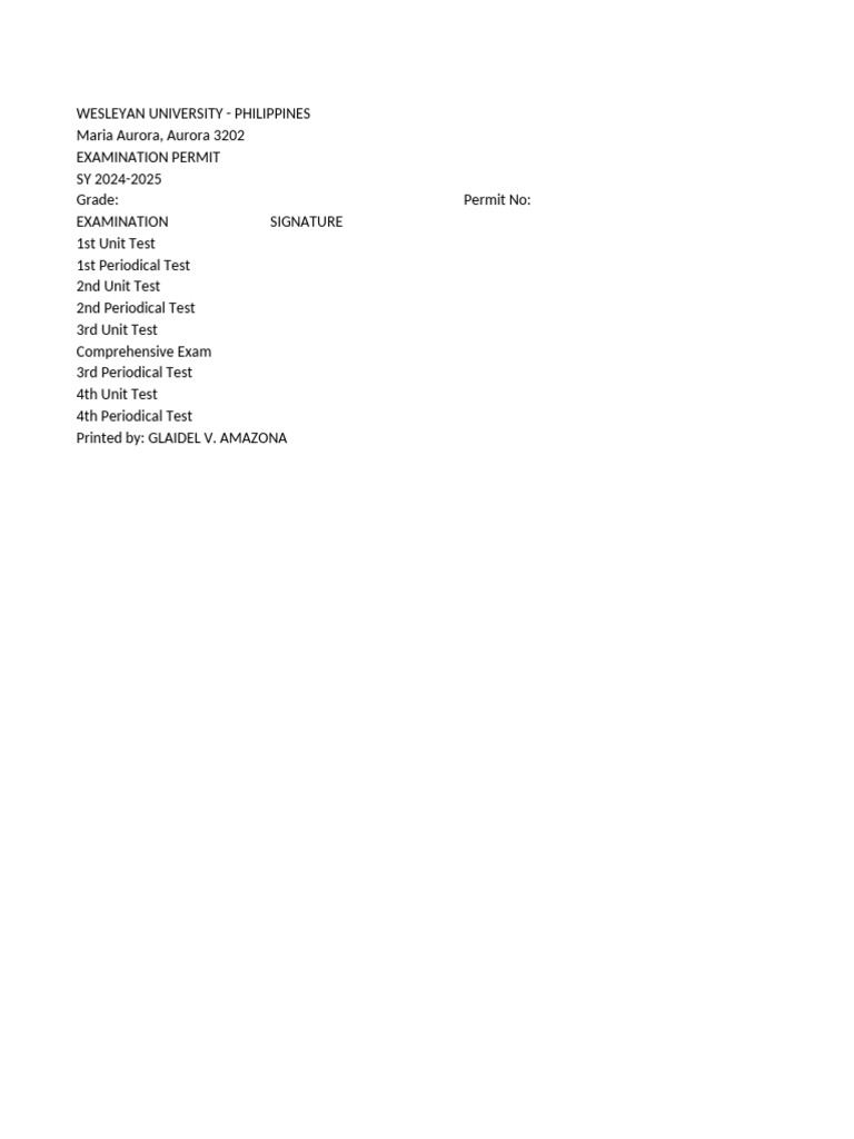 Examination Permit | PDF