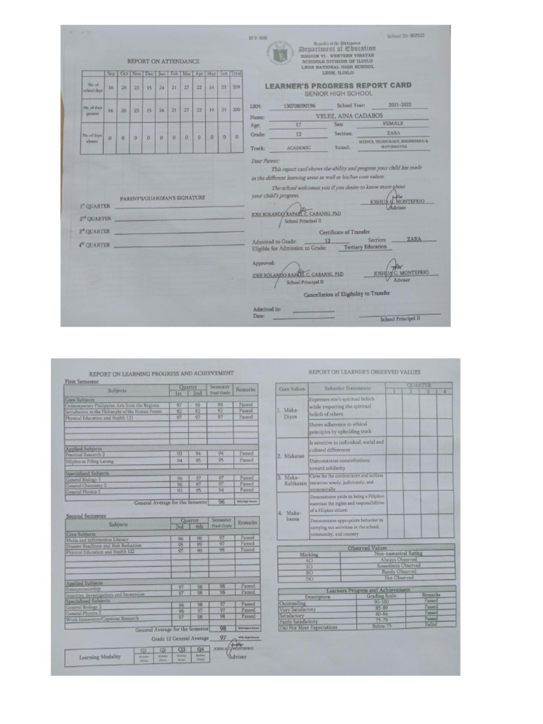 Aina Velez Form 138 | PDF