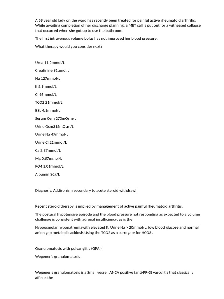 Addisonism and GPA Management Insights | PDF | Blood Transfusion | Blood