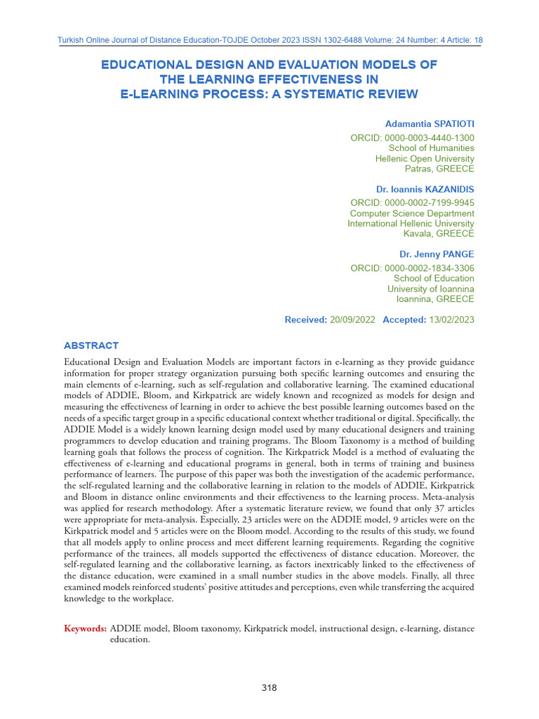 E-Learning Effectiveness: Design Models Review | PDF | Learning ...