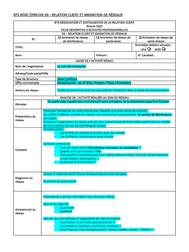 Animation de Réseaux en BTS NDRC 2025 | PDF | Commercialisation | Vente ...