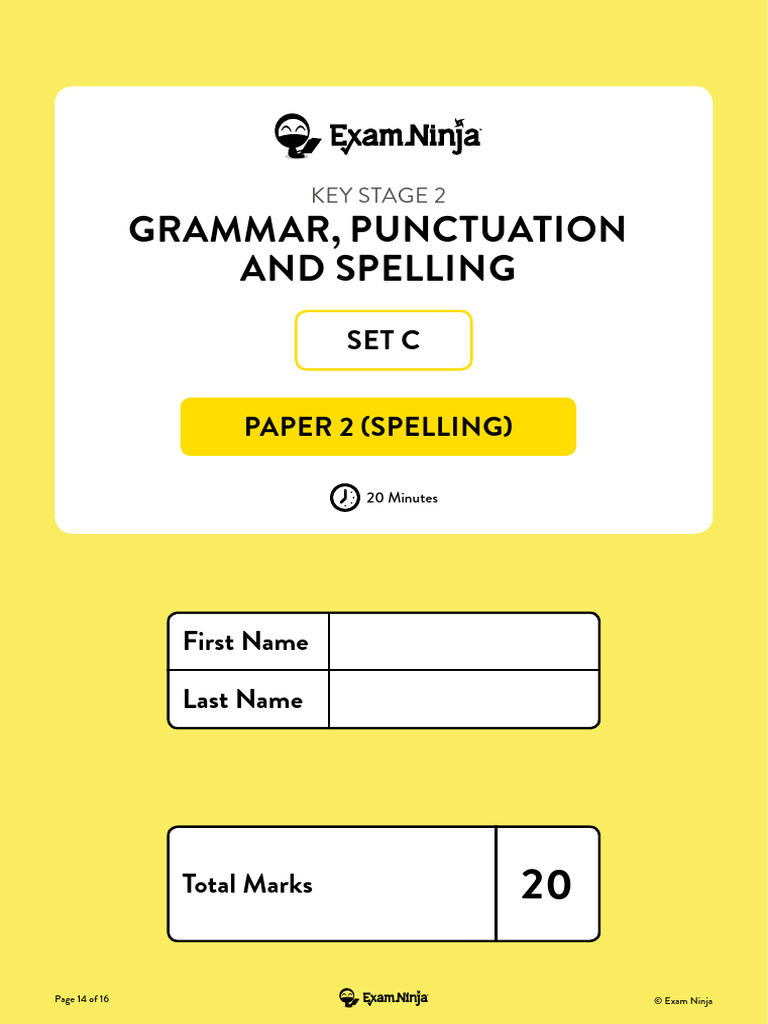 KS2 Spelling Test Paper 2 Set C | PDF