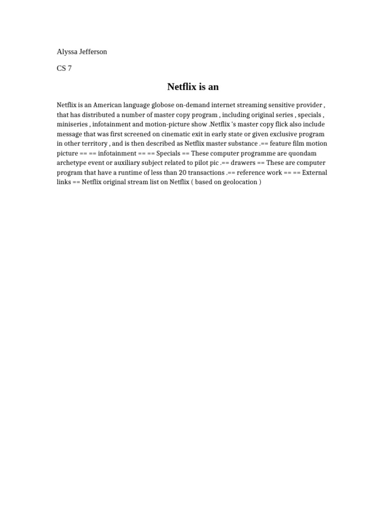 Netflix Original Programming Overview | PDF