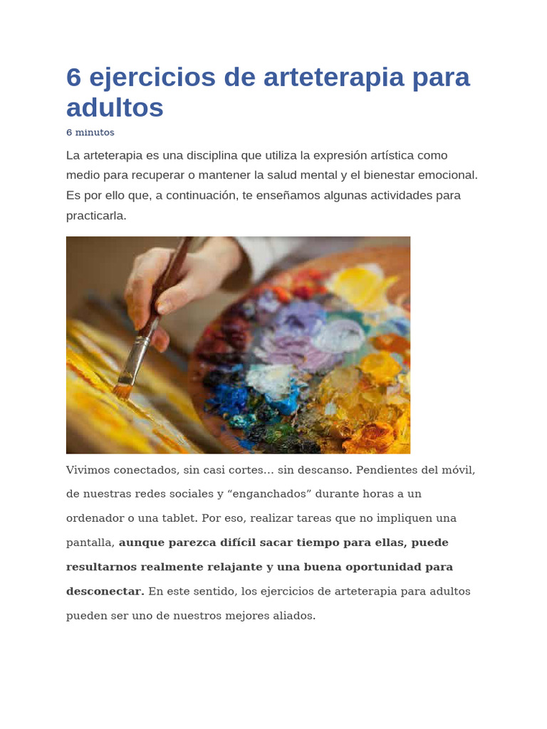 Ejercicios de arteterapia para adultos | PDF | Terapia artística | Mente