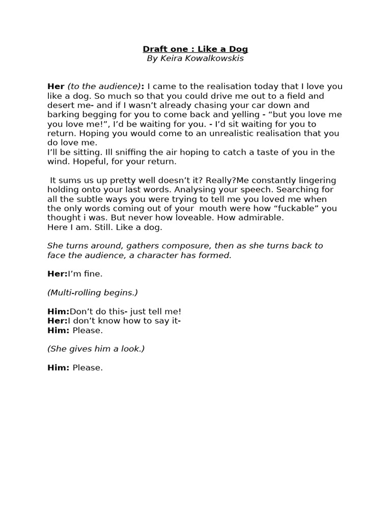 Love Like a Dog: A Poetic Monologue | PDF
