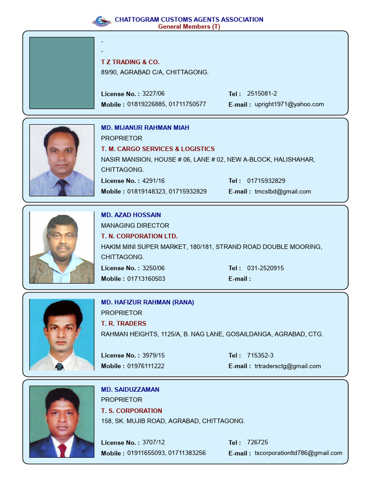 Chattogram Customs Agents Directory | PDF | Bangladesh