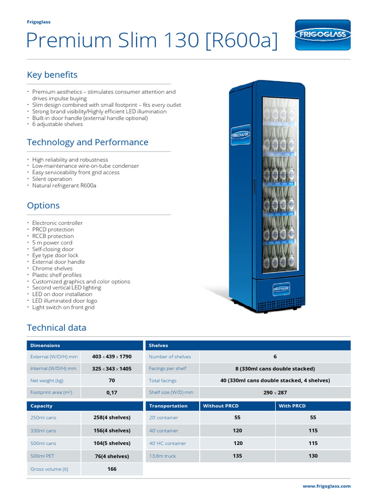Frigoglass Premium Slim 130 Overview | PDF