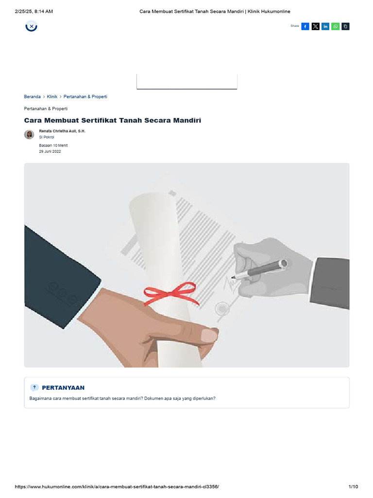 Cara Mandiri Buat Sertifikat Tanah | PDF