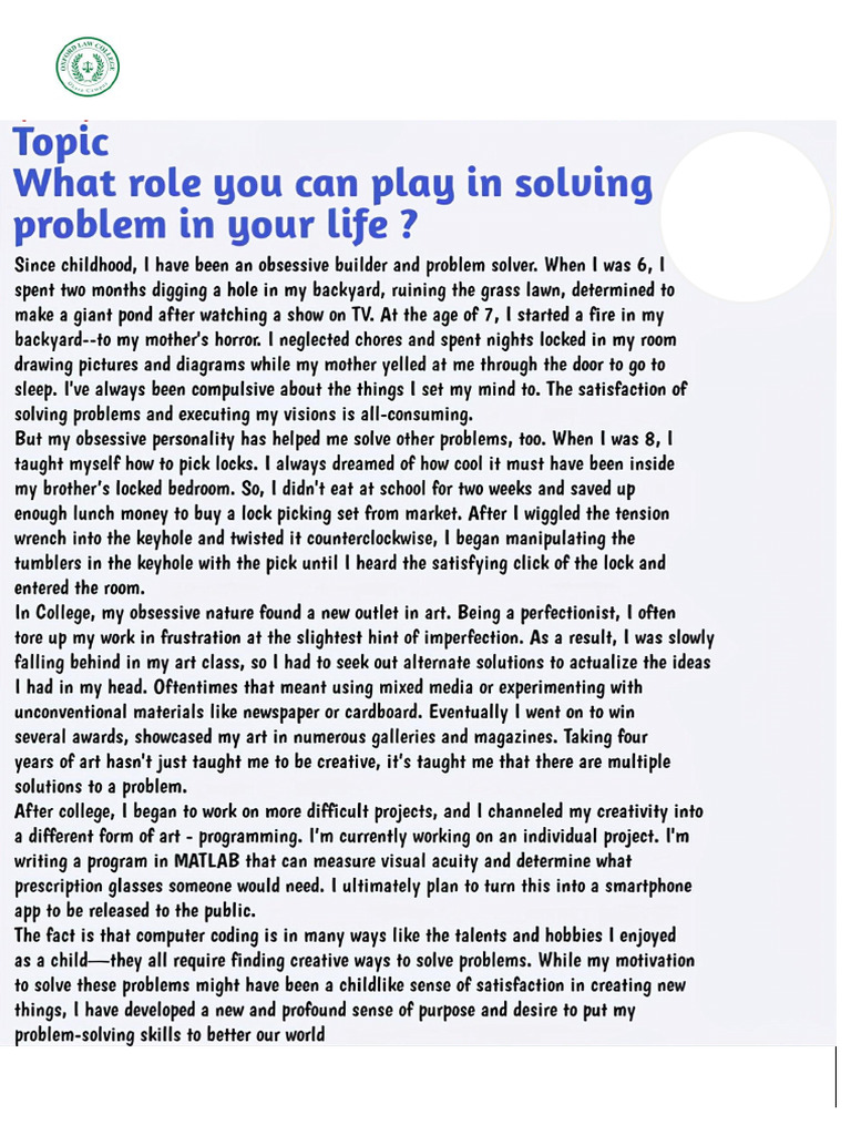 LAT Sample Personal Statement | PDF