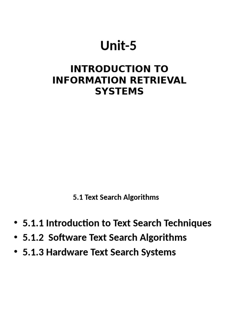 Text Search Algorithms in IRS | PDF | Information Retrieval | String ...