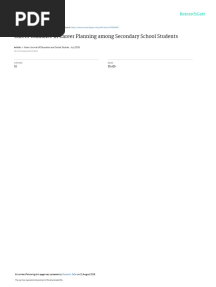 Career Guidance in Career Planning Among Secondary School Students