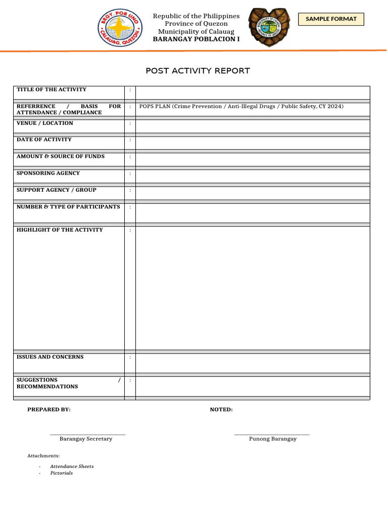 Adyo Template 3 Post Activity Report Pops Public Safety | PDF