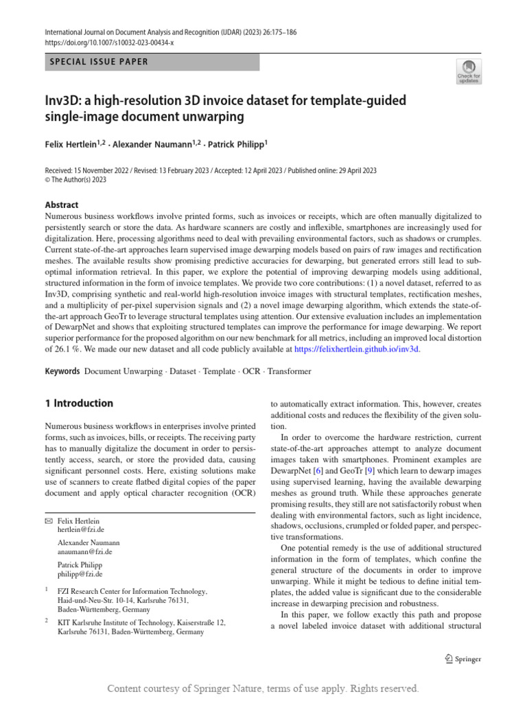 Inv3D A High-Resolution 3D Invoice Dataset For Tem | PDF | 3 D Computer ...