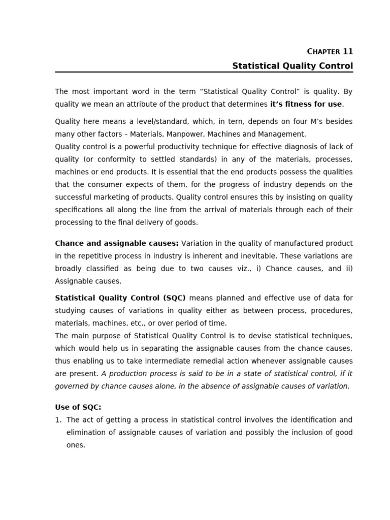 Chapter 11 - Statistical Quality Control | PDF | Production And ...