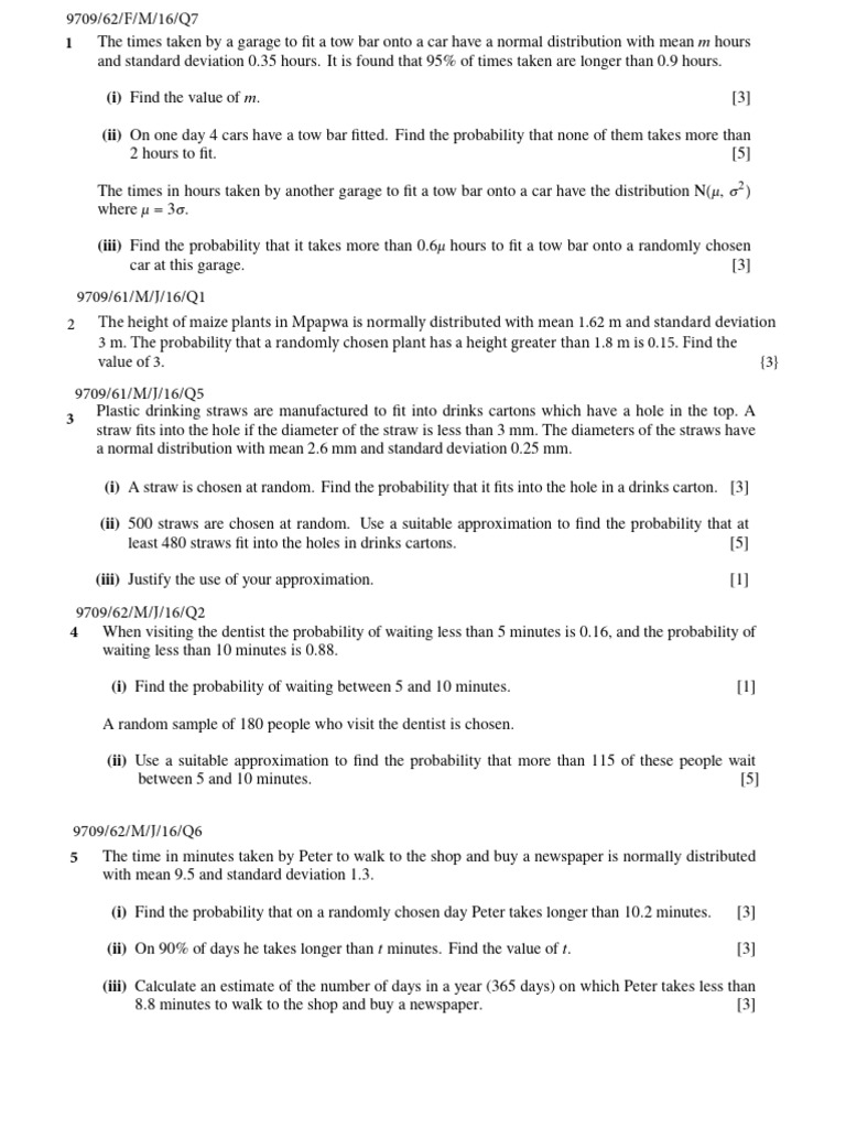 Normal Distribution Probability Problems | PDF | Standard Deviation ...