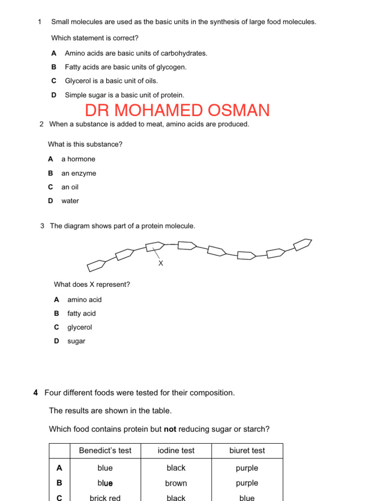 Food Molecules and Nutrient Tests Guide | PDF | Carbohydrates | Foods