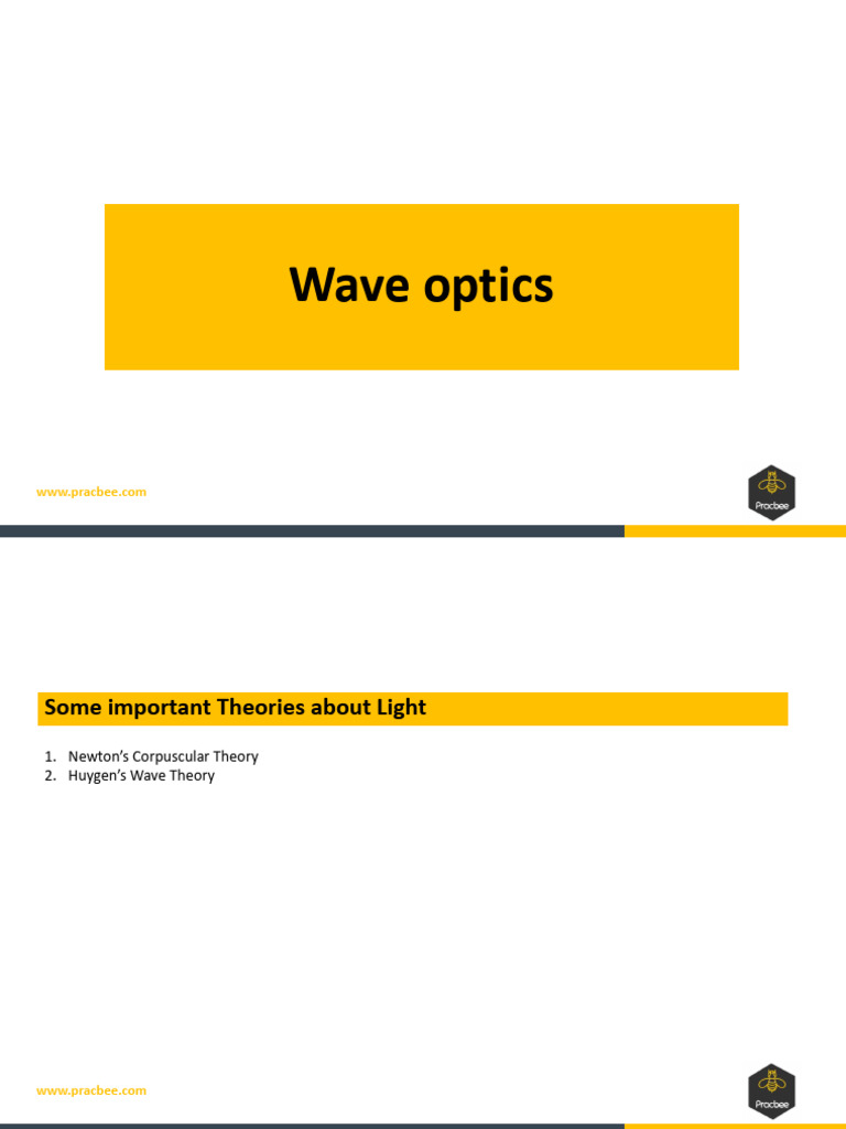 Wave Optics Theories for JEE | PDF | Light | Optics