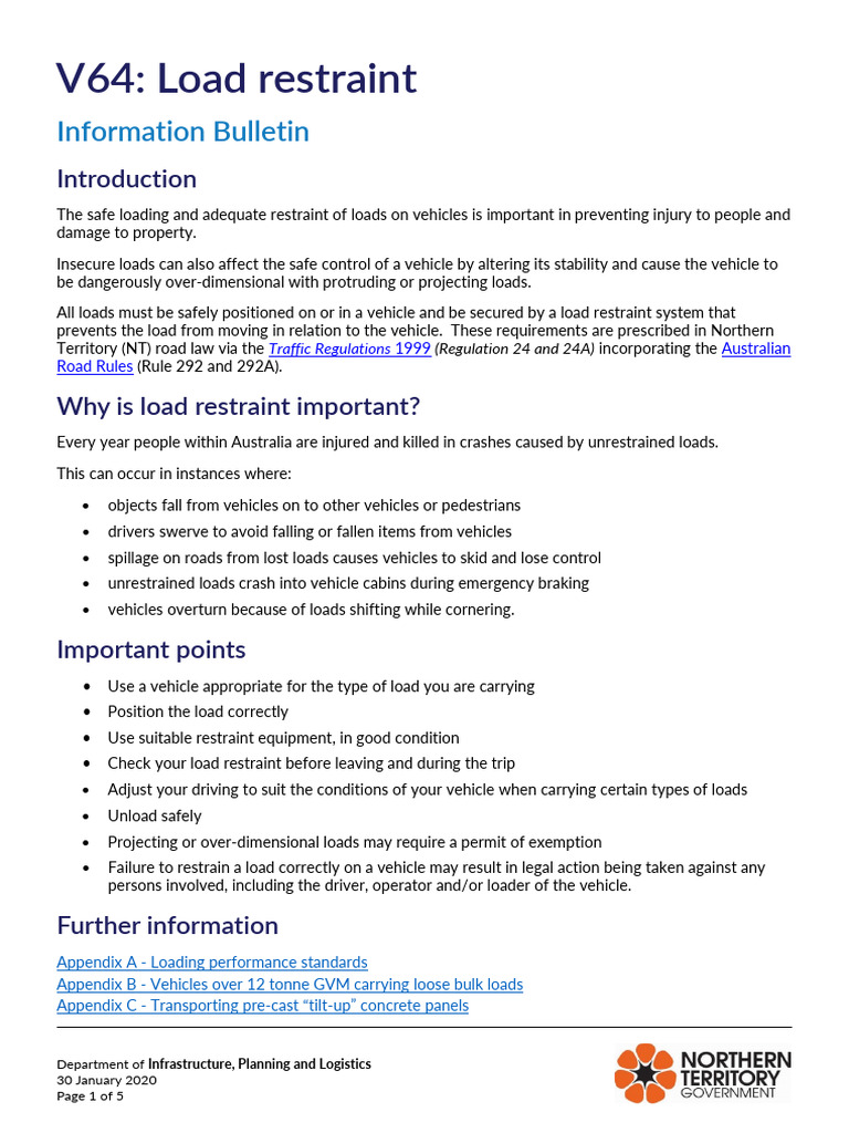 Safety Bulletin V64-Load-Restraint | PDF | Vehicles | Transport