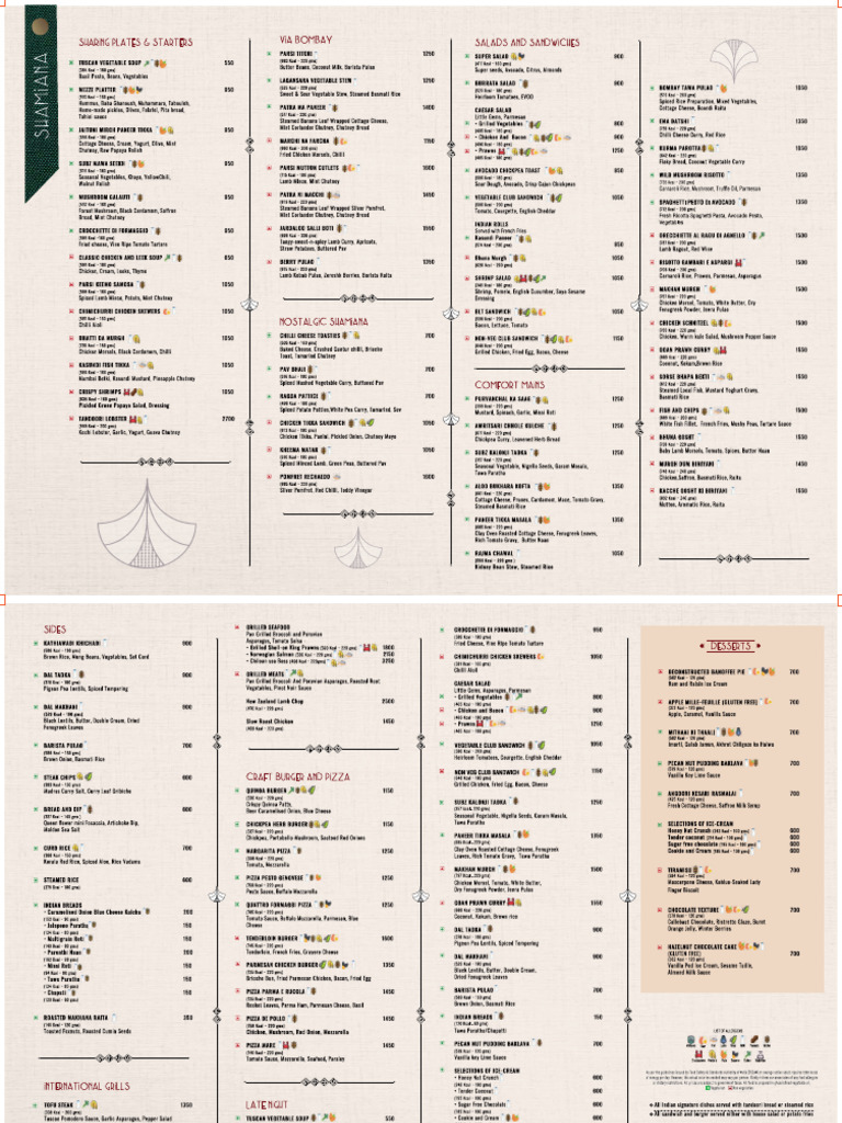 Shamiana Food Menu | PDF