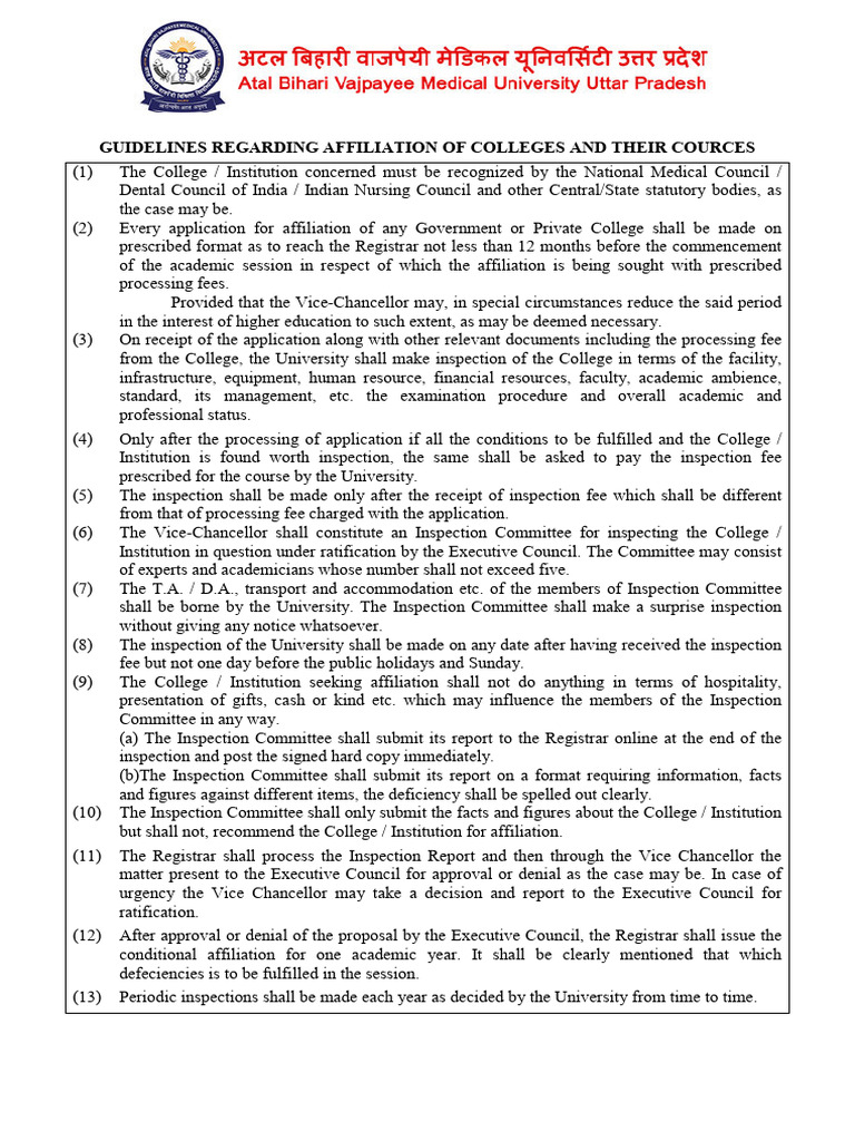 College Affiliation Guidelines India | PDF | Justice | Crime & Violence