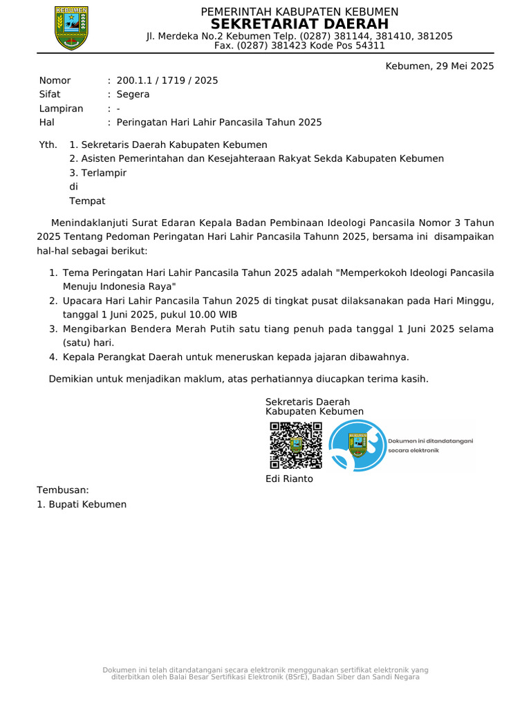 Surat Edaran Mengibarkan Bendera Merah Putih | PDF