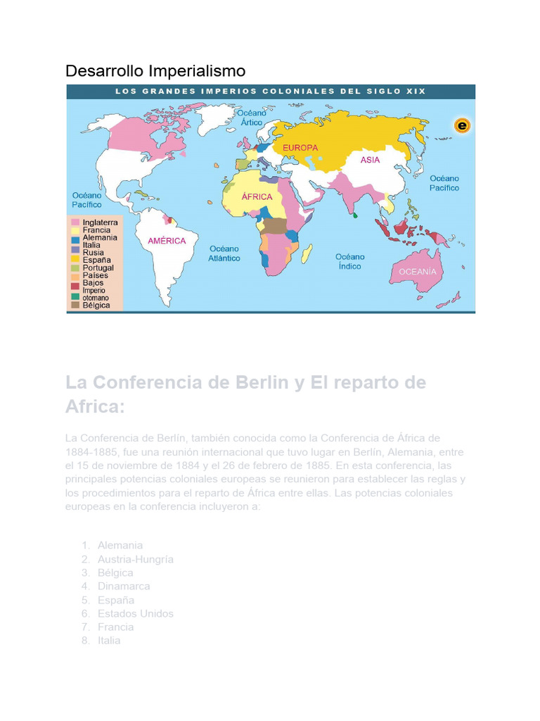 Se Editó - El Imperialismo - Conferencia de Berlín. La Formación de Los ...