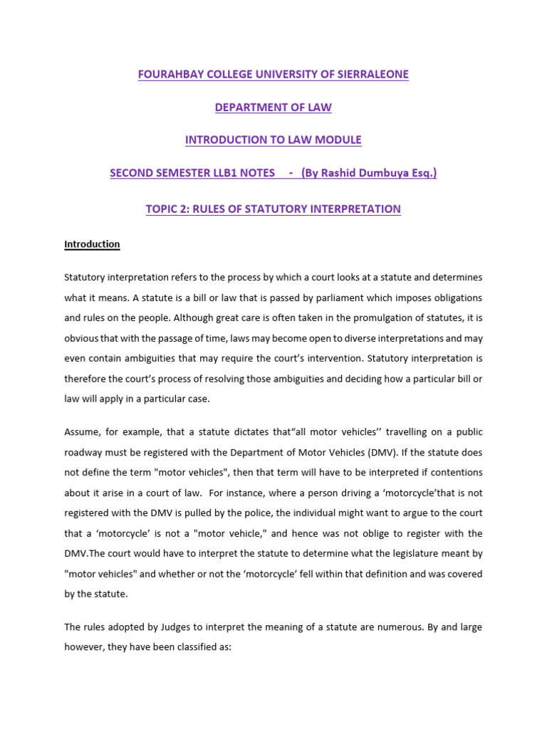 Statutory Interpretation Rules Explained | PDF | Plain Meaning Rule ...