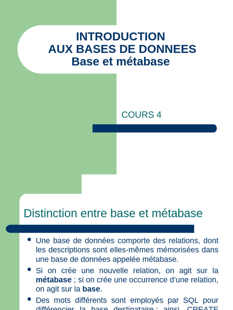 Cours4 Metabase | PDF | SQL | Bases de données
