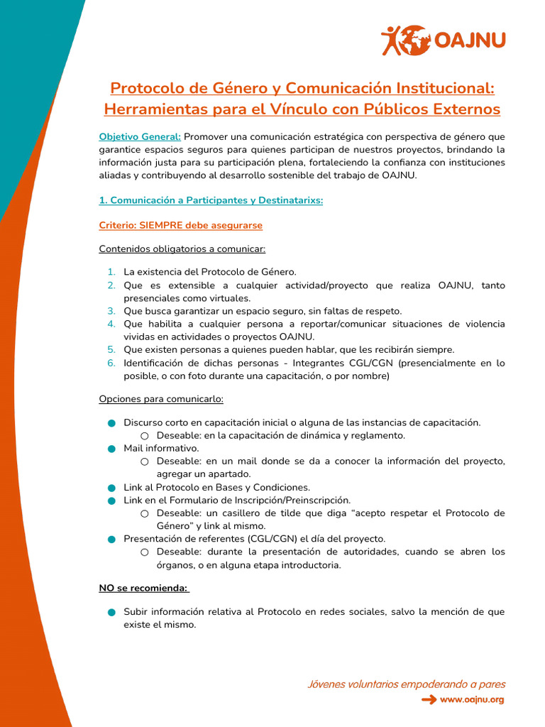 Protocolo de Género en Comunicación OAJNU | PDF | Comunicación