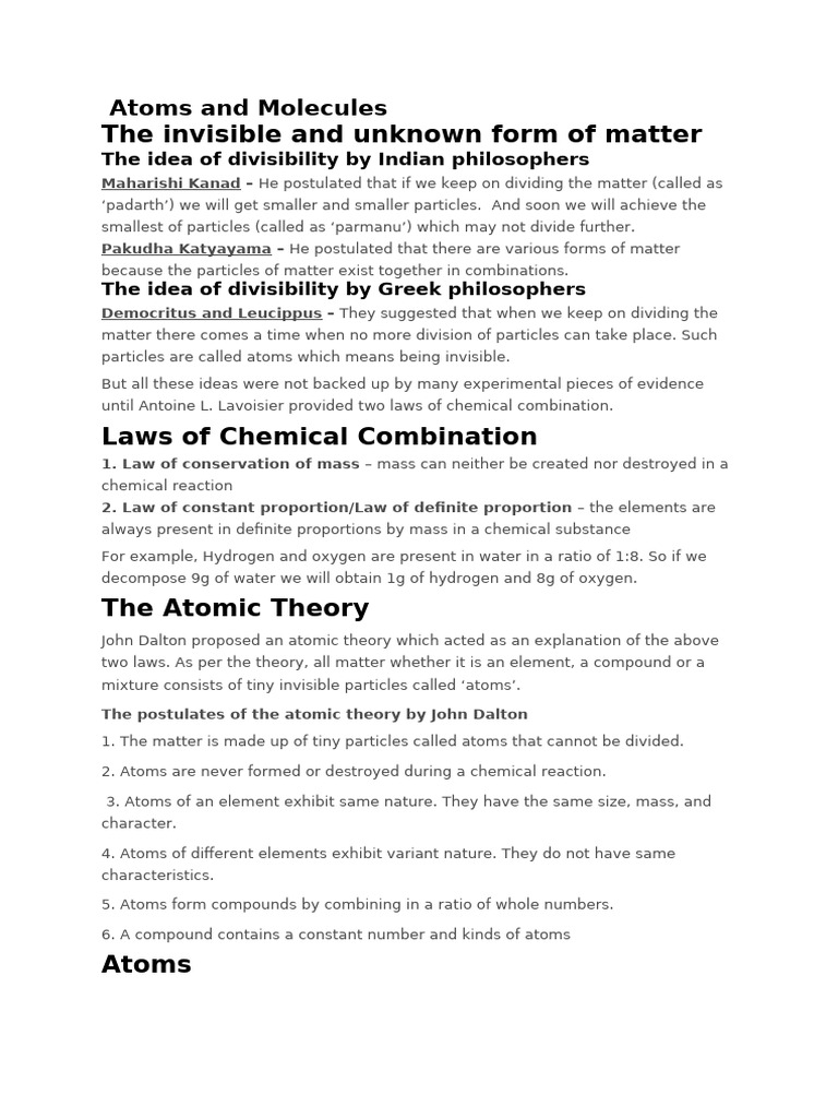 Understanding Atoms and Molecules | PDF | Mole (Unit) | Molecules