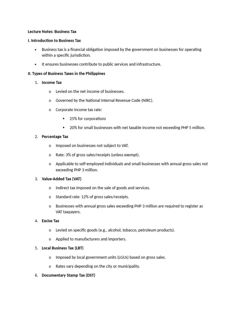 Understanding Business Tax in the Philippines | PDF | Taxes | Corporate Tax