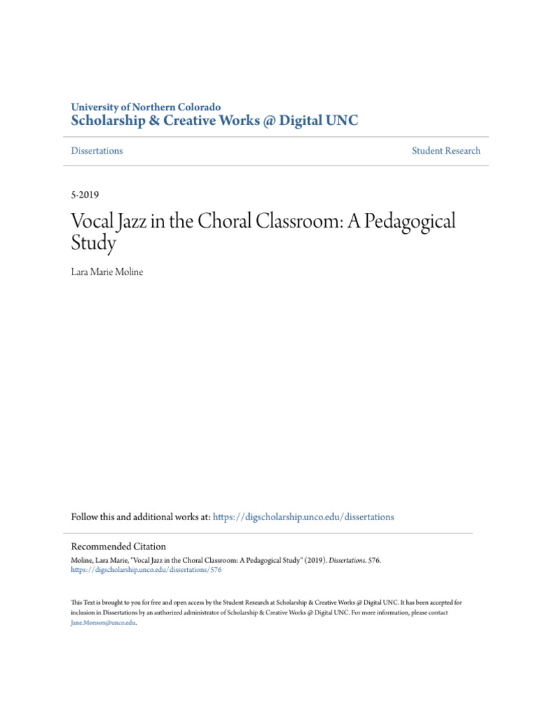 Vocal Jazz in The Choral Classroom - A Pedagogical Study | PDF ...