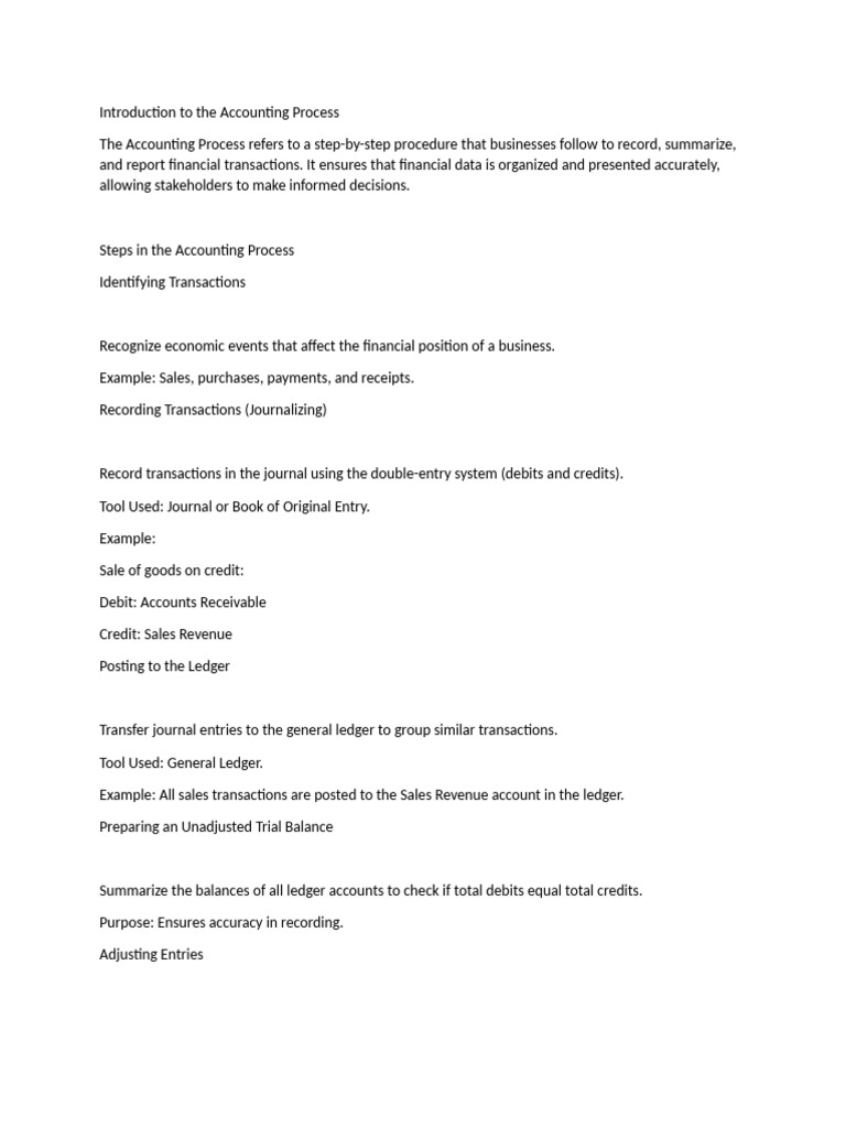 Accounting Process Overview | PDF | Debits And Credits | Expense