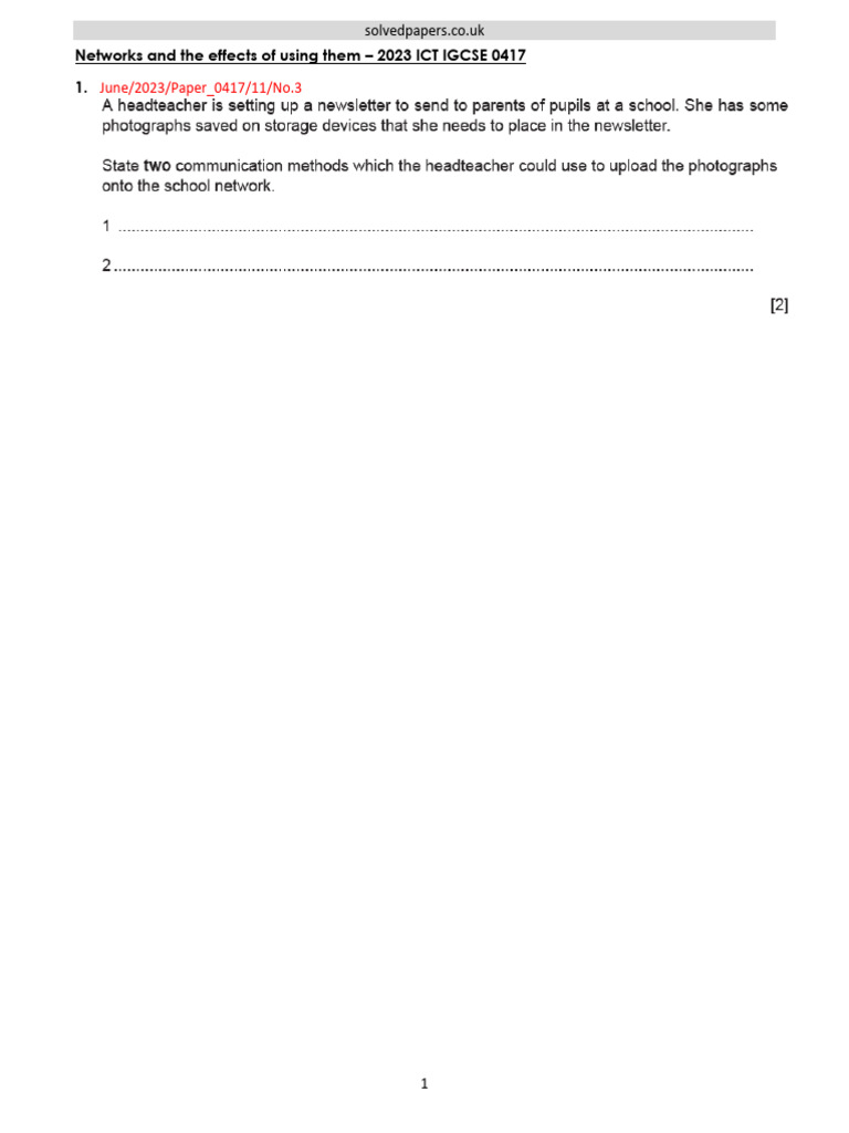 June 2023 IGCSE 0417 Networks Paper | PDF