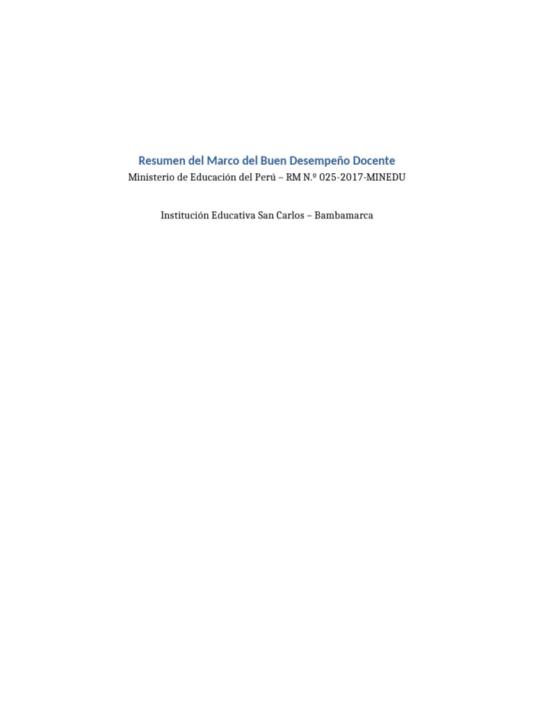 Resumen MBDD I.E. San Carlos Bambamarca | PDF