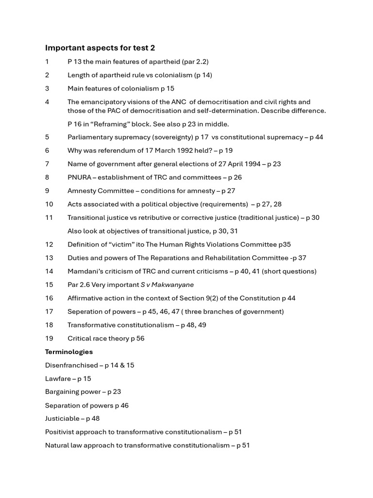 Important Aspects For Test 2 | PDF