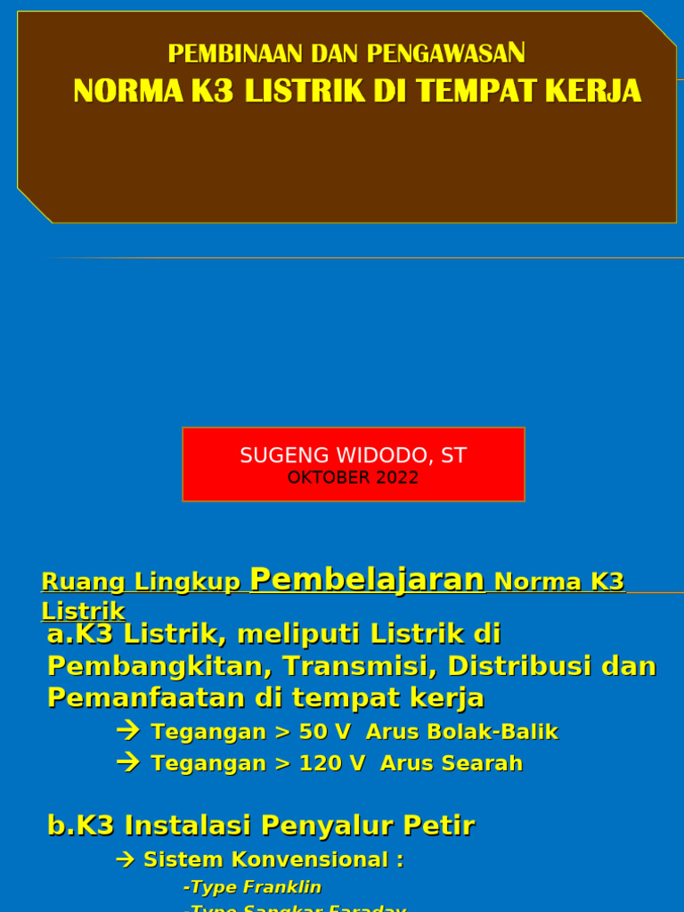 Pengawasan Norma K3 Listrik (AK3 Umum) 2022 | PDF