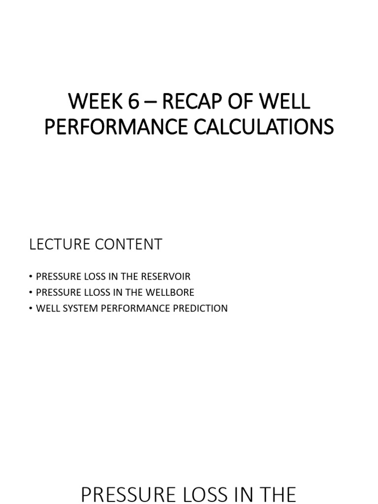Well Performance Calculations Recap | PDF