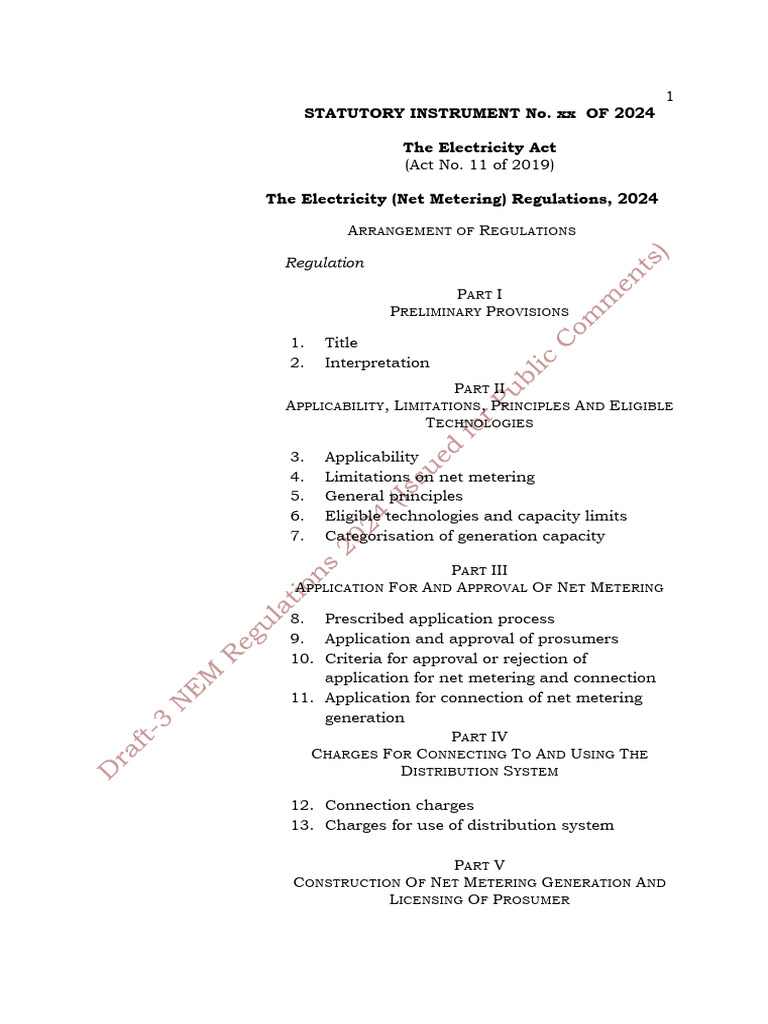 Electricity Net Metering Regulations 2024 | PDF | Electrical Grid ...