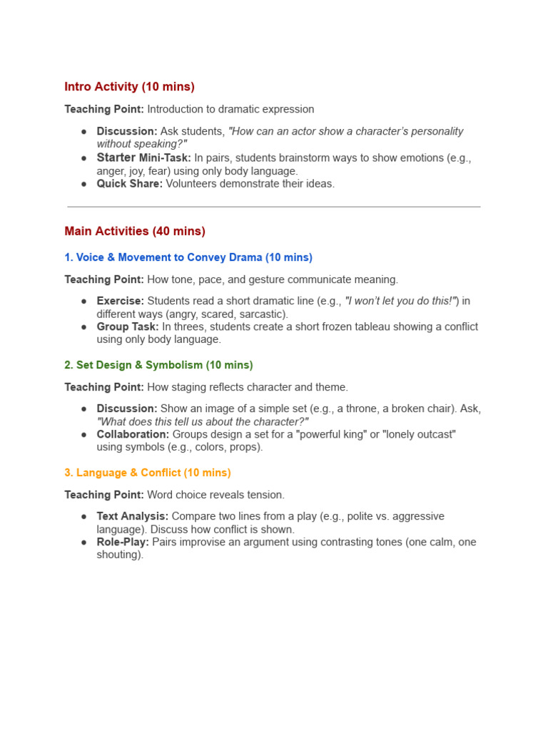 Exploring Dramatic Expression Techniques | PDF