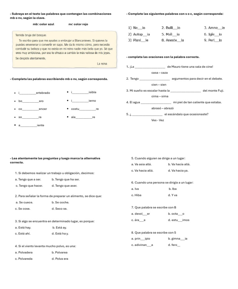 Ejercicios de Ortografía y Gramática | PDF