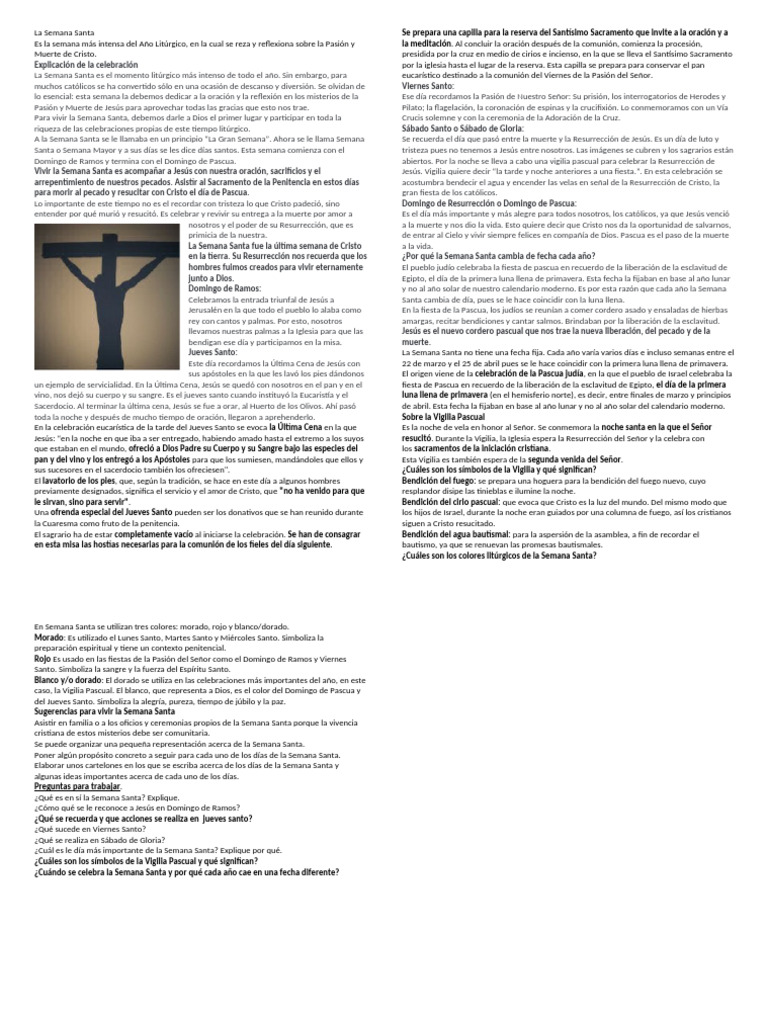 Semana Santa: Celebraciones y Significado | PDF | Pascua de ...