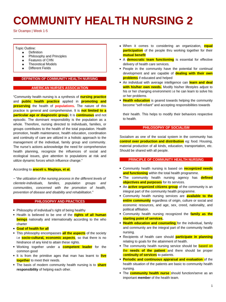 Community Health Nursing Overview | PDF | Nursing | Public Health