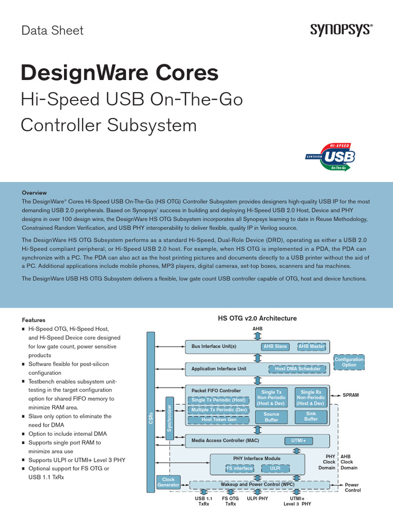 DesignWare USB OTG Controller Overview | PDF | Usb | Information And ...