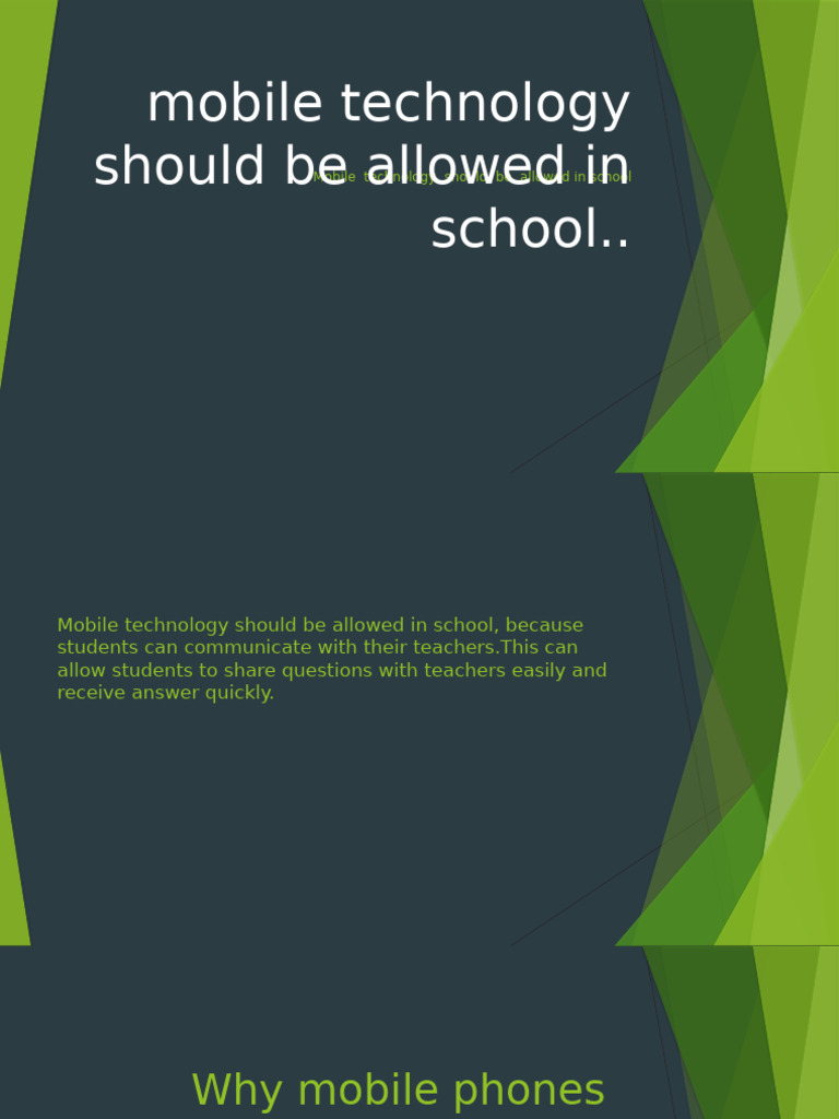 Mobile Technology Should Be Allowed in School | PDF