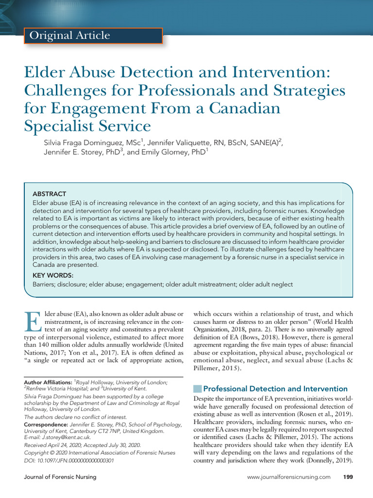 Strategies for Detecting Elder Abuse | PDF | Violence | Nursing