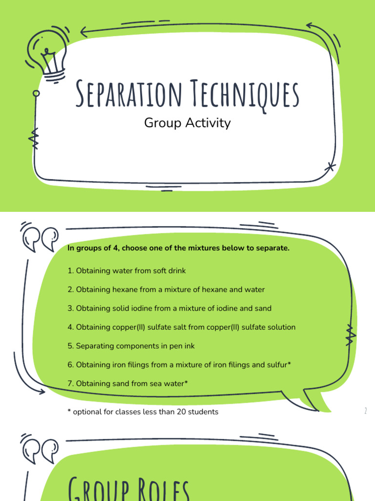 Group Separation Techniques Activities | PDF | Crystallization | Mixture