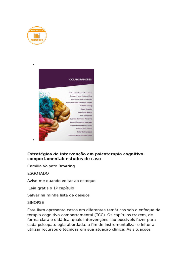 Intervenções em TCC: Estudos de Caso | PDF | Terapia cognitiva ...